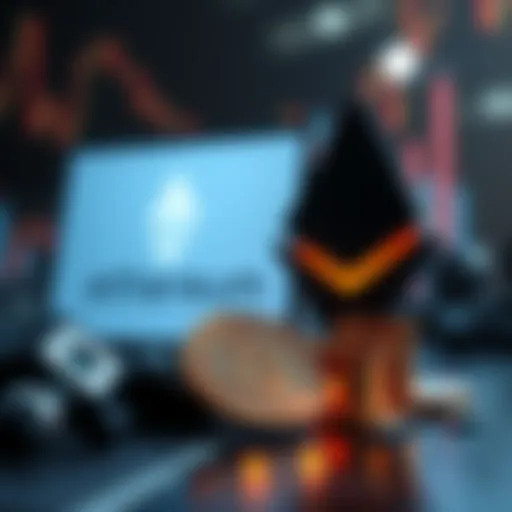 A graphic showing BlackRock's logo beside symbols of Ethereum and staking, representing the new Ethereum ETF launch.