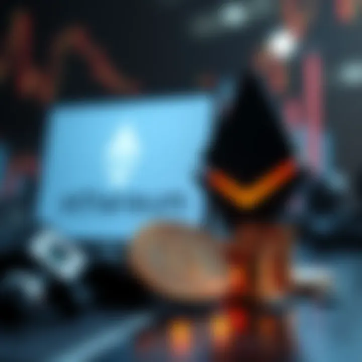 A graphic showing BlackRock's logo beside symbols of Ethereum and staking, representing the new Ethereum ETF launch.