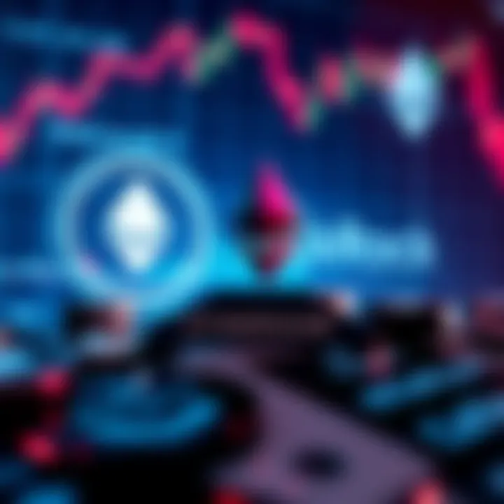 Graphic showing BlackRock's investment in Ethereum, with Ethereum logos and financial charts in the background