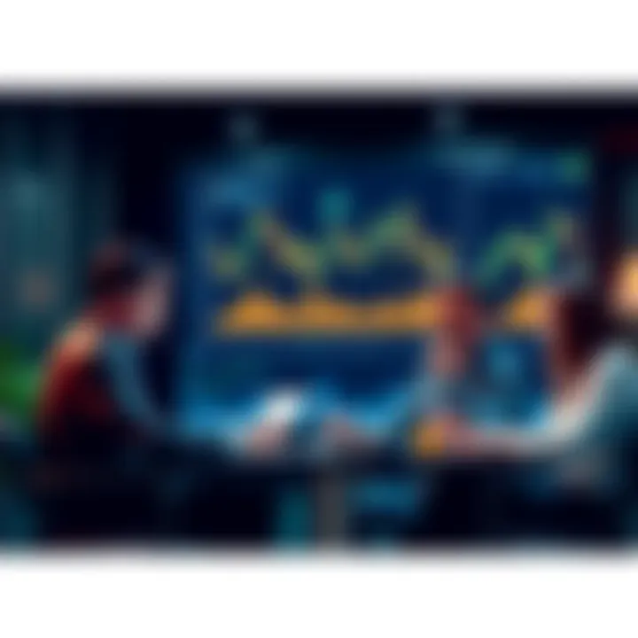 A business meeting with financial experts discussing BlackRock's investment strategies with charts and graphs