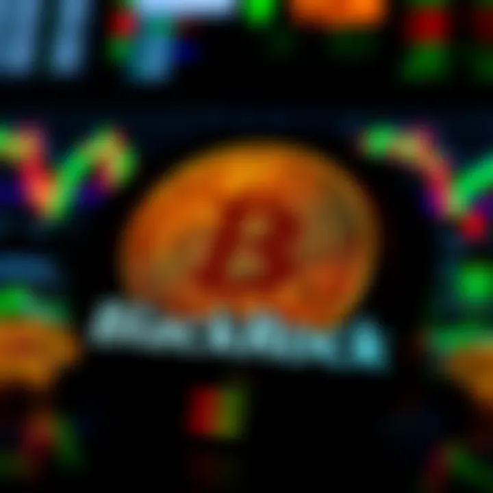 BlackRock logo with Bitcoin symbol and financial charts in the background, symbolizing a major investment move.