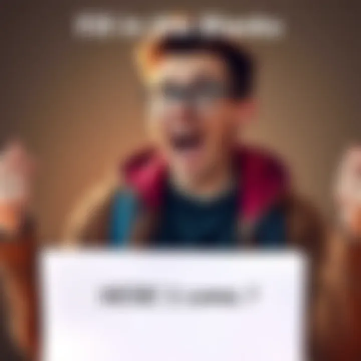 Individual excitedly holding a blank sheet with a prompt for a fill-in-the-blank challenge