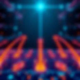 Illustration showing a blockchain network with block leaders and arrows pointing towards users, representing unfair practices and exploitation in transaction ordering.