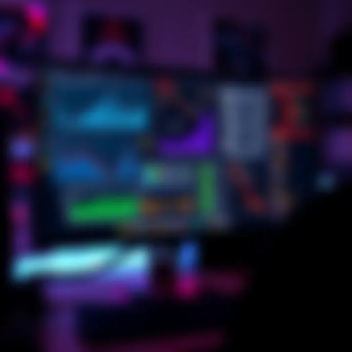 A computer display showing various desktop and web applications for local blockchain exploration with charts and code snippets.