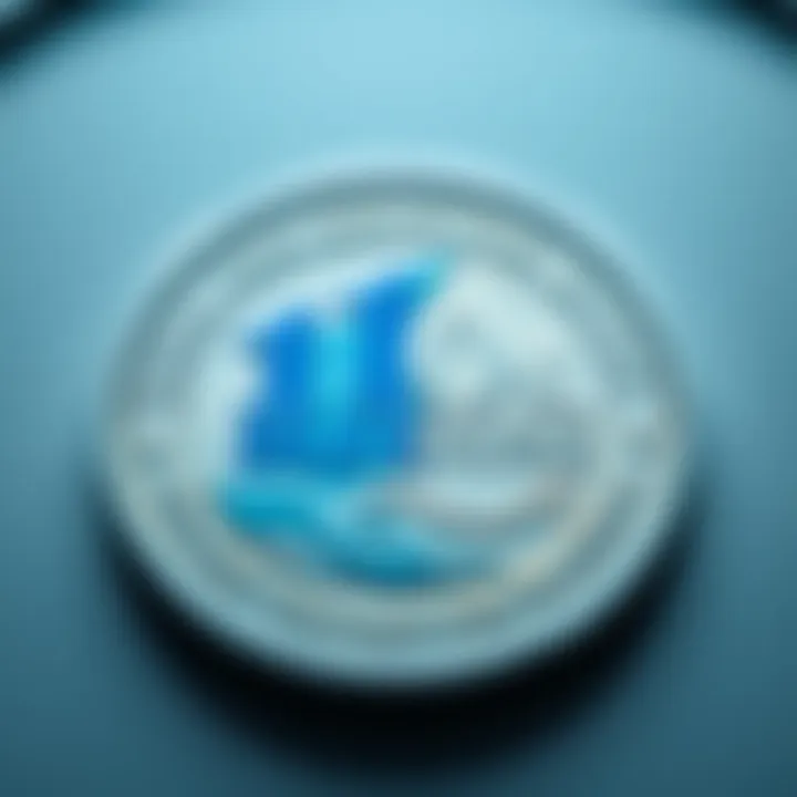A close-up of the 2021 Bluenose 10c coin featuring two shades of blue