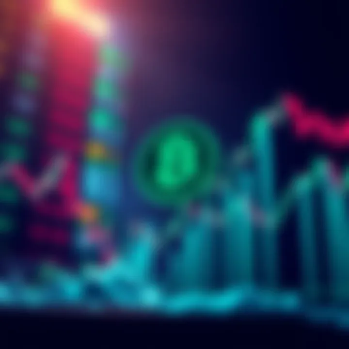 BNB Chain logo with stock market graphs showing growth, symbolizing increased trading volume.