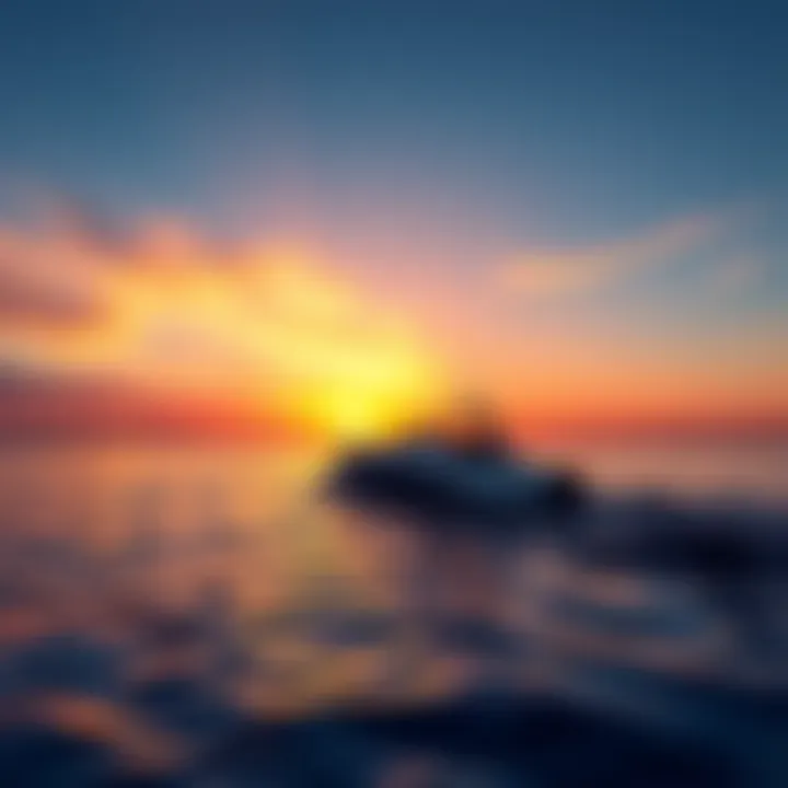 Boat on the sea at sunset A boat sailing on calm waters during a vibrant sunset, symbolizing a connection to the sea and memories.