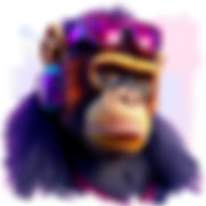 A colorful digital drawing of a Bored Ape monkey, showcasing its unique features and accessories, symbolizing the NFT market