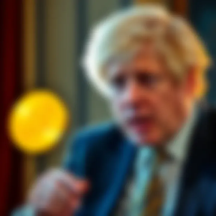 Boris Johnson discussing Bitcoin Former UK Prime Minister Boris Johnson speaking about Bitcoin being a Ponzi scheme, with a concerned expression