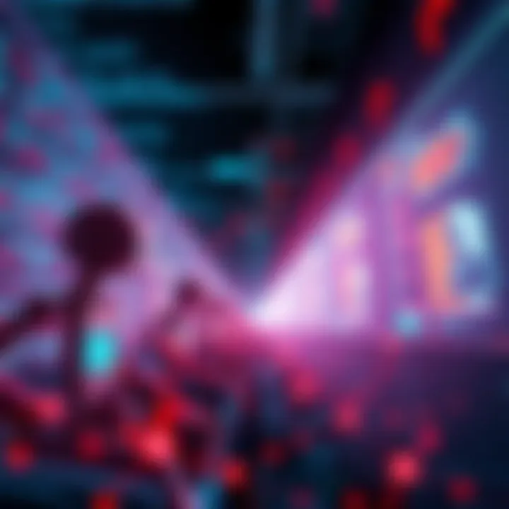 A representation of bots influencing governance votes in a digital space, showcasing a mix of computer scripts and voting symbols.