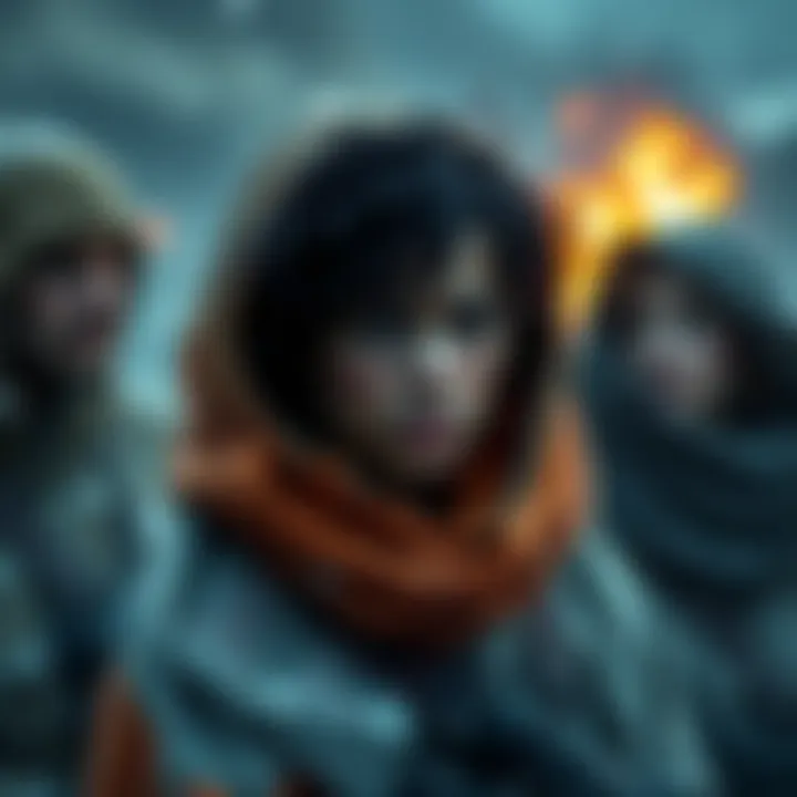 A group of people facing challenges on Juno Shore, displaying determination and resilience during intense encounters.