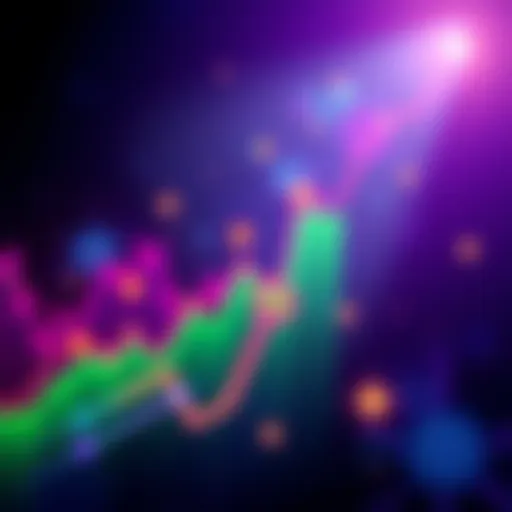 Graph showing upward trend for Stellar with vibrant colors and bullish symbols