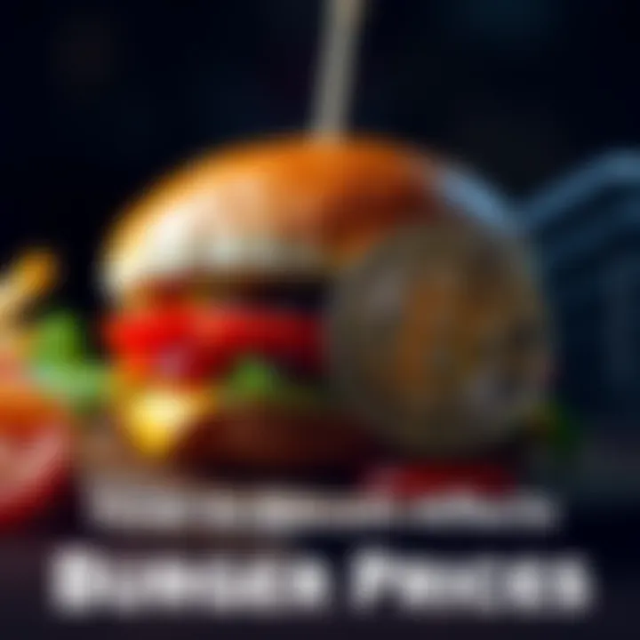 A burger placed next to a Bitcoin coin, showing the relationship between cryptocurrency and burger prices.