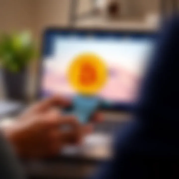 A person using a smartphone to purchase Bitcoin with Apple Pay and a credit card on a laptop screen in the background