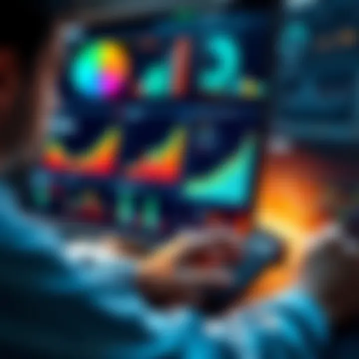 A person analyzing graphs and charts on a computer screen, focusing on data validation processes.