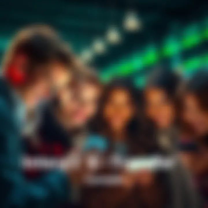 A group of Canadians smiling as they check their phones for Interac e-Transfer notifications.