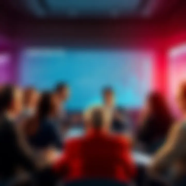 A group of people discussing capital gains taxes, with charts and graphs in the background, highlighting financial freedom concerns.