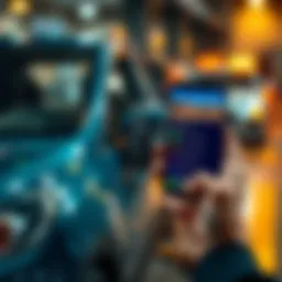 A person handing over car keys while holding a smartphone showing cryptocurrency wallet