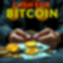 A person counting cash alongside Bitcoin symbols, representing private cash transactions without banks.