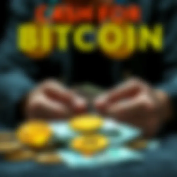 A person counting cash alongside Bitcoin symbols, representing private cash transactions without banks.