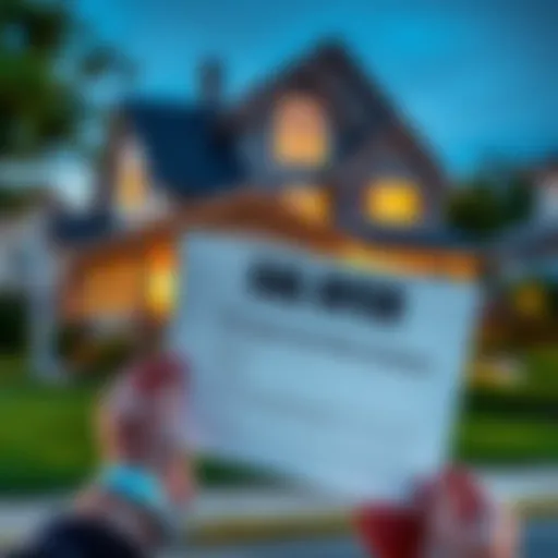 A person holding a cash offer letter with a house in the background, symbolizing real estate transactions.