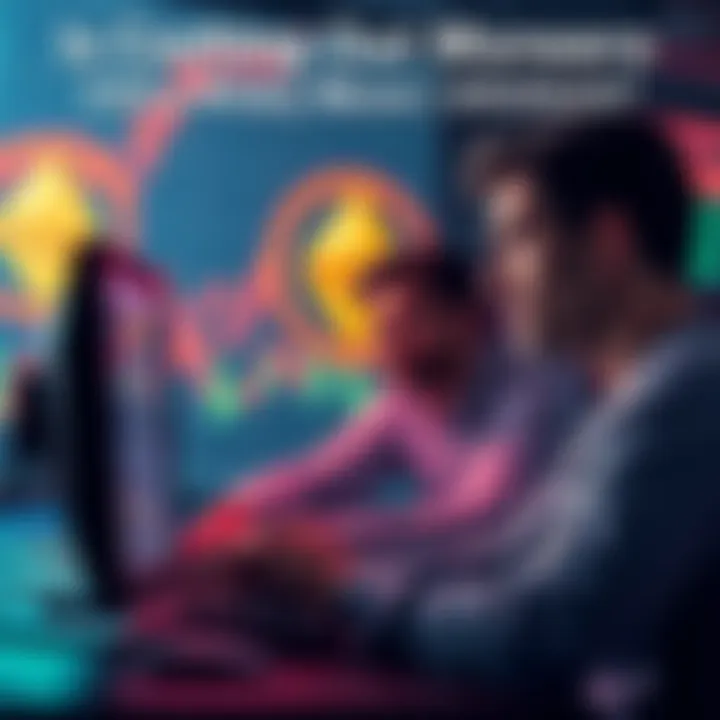 Cashing Out Monero A person using a computer to cash out Monero on a centralized exchange with concerned expressions, showing a digital wallet and Monero logo in the background.