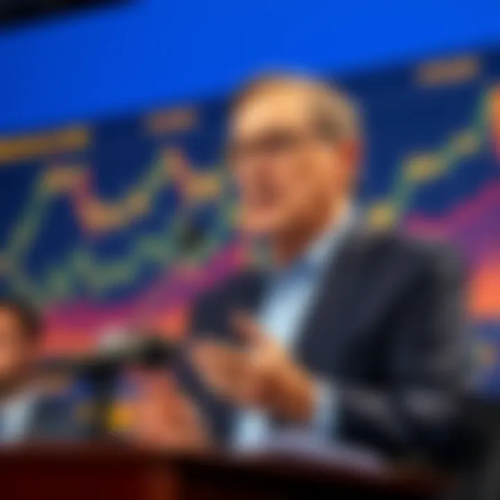 CFTC Chairman Michael Selig discussing new crypto regulations at a press conference with charts in the background