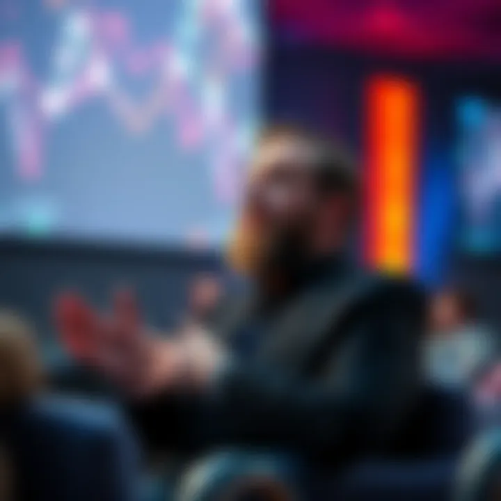 Charles Hoskinson speaking at a conference about Cardano's new direction towards decentralized finance