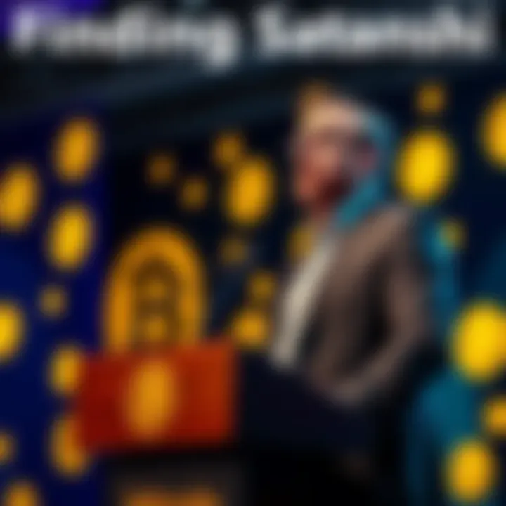 Charles Hoskinson stands at a podium, speaking about Bitcoin and Satoshi Nakamoto. A backdrop with Bitcoin symbols is visible.