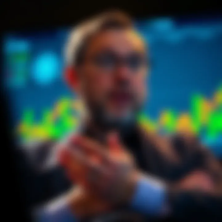 Charles Hoskinson presenting updates on Pentad project with blockchain charts in background