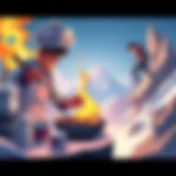 Illustration of a chef character cooking and a climber character scaling a mountain, representing missed features in Peak's game.