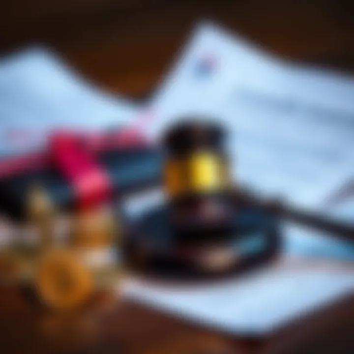 Legal documents and a gavel representing the class action lawsuit against CoinKite for technology failure.