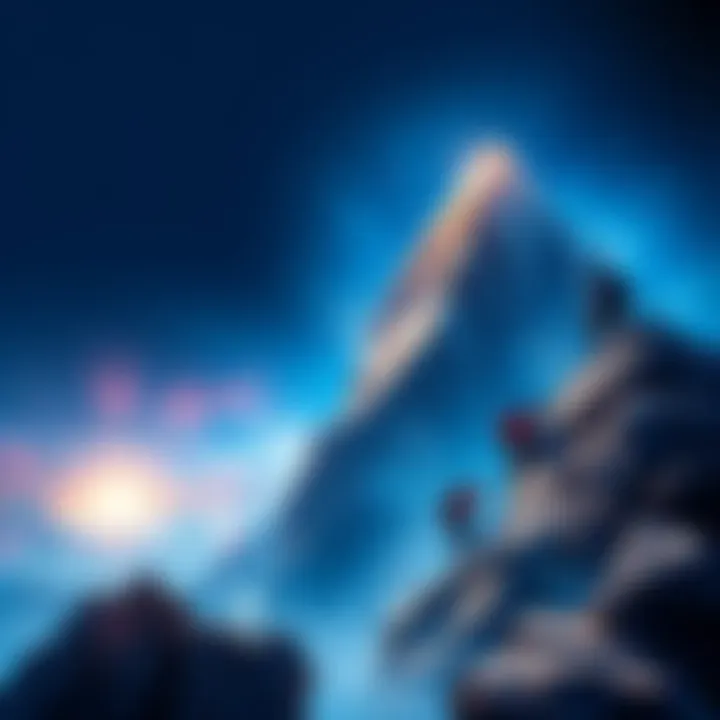 A group of people climbing a mountain, symbolizing the pursuit of ambitious goals