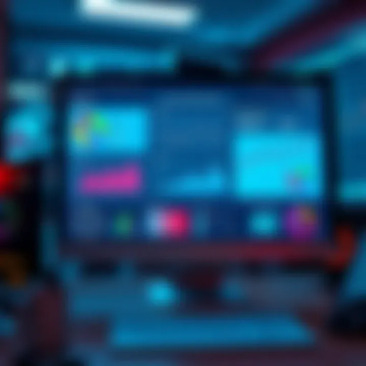 A computer screen displaying CMS tools and SEO analytics with graphs and charts