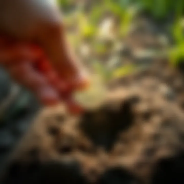 Coin Found in Thailand A person holding a shiny coin discovered while digging in their backyard in Thailand, with soil and grass in the background.