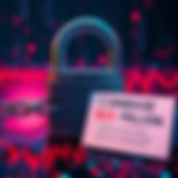 A digital padlock with a broken chain symbolizing the Coinbase hack, alongside a ransom note with $20 million written on it.