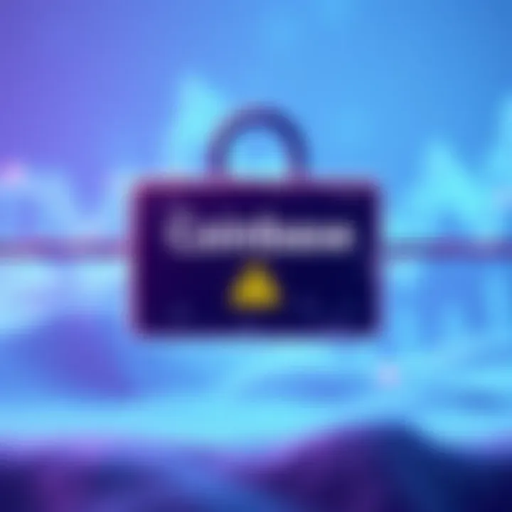 A visual representation of a locked Coinbase account with a warning symbol, highlighting $300k funds in limbo after a USDT deposit.