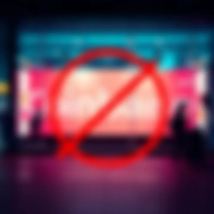 A depiction of Coinbase's banned advertisement highlighting the cost of living crisis, with a red crossed-out symbol over it.