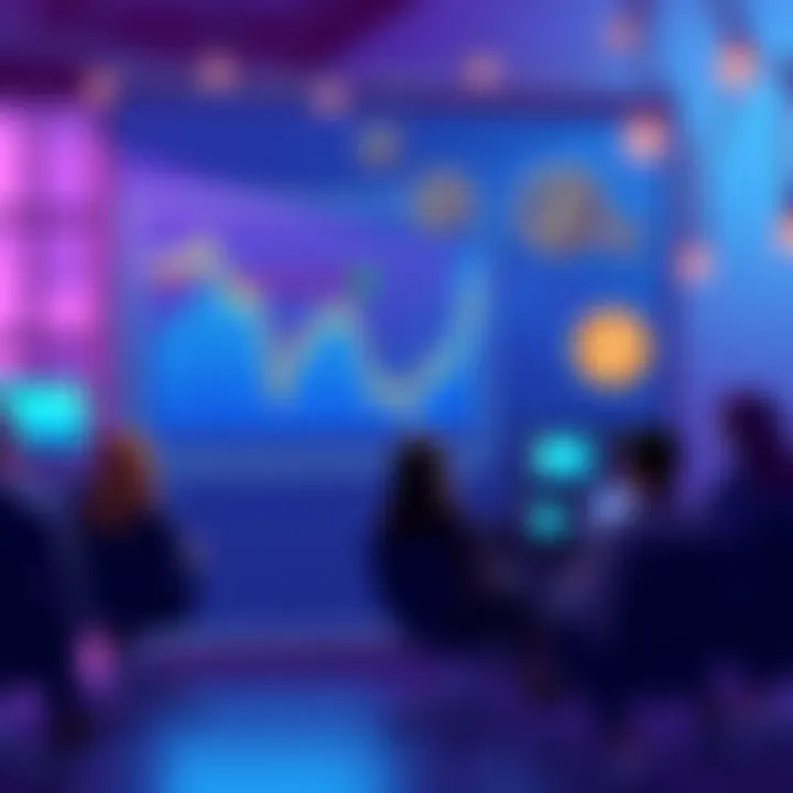Coinbase Job Cuts Announcement A digital illustration showing a declining chart and a brainstorming session at Coinbase, symbolizing job cuts and restructuring efforts.