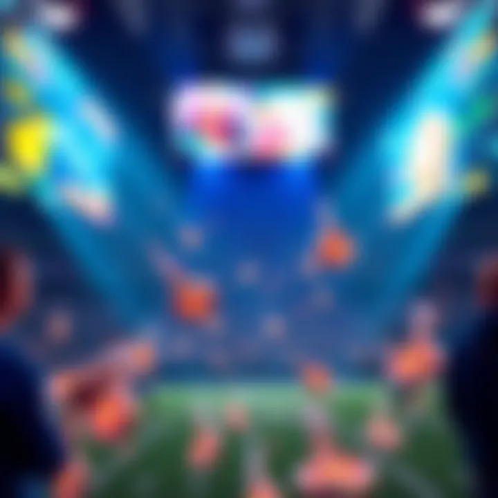 A scene from Coinbase's Super Bowl ad showing colorful graphics and cryptocurrency symbols