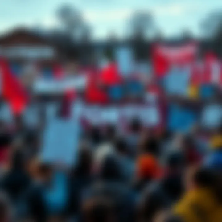 Community Rally for Fortis People gathered at a rally holding signs and banners supporting Fortis' return, showcasing community spirit and unity.