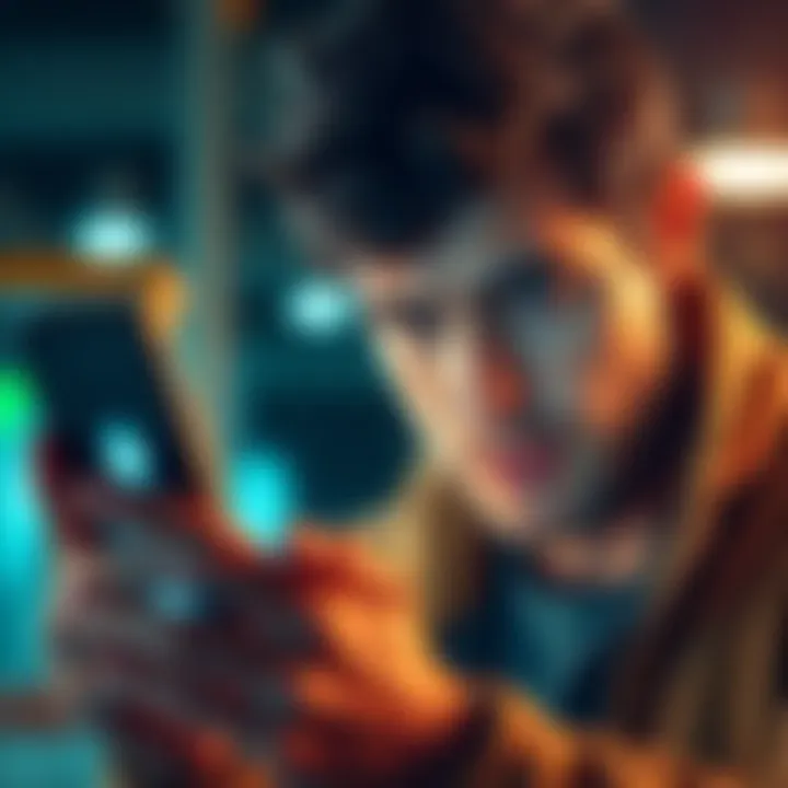 A person with a worried expression staring at their smartphone displaying a wallet app, symbolizing wallet safety issues