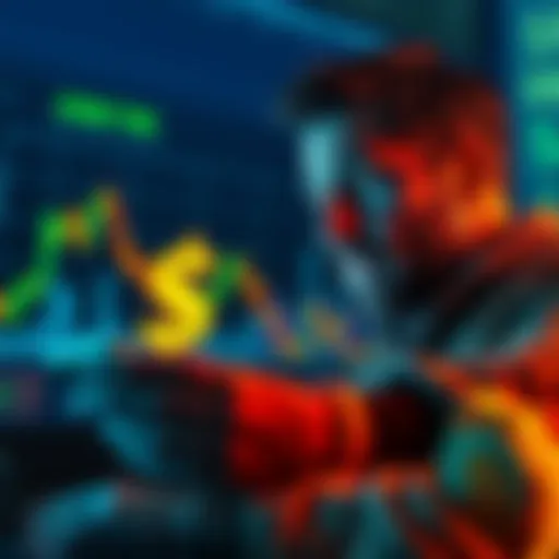 A worried investor looking at a declining stock chart representing the struggles of the $ONE cryptocurrency project