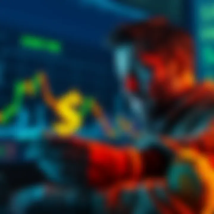 A worried investor looking at a declining stock chart representing the struggles of the $ONE cryptocurrency project