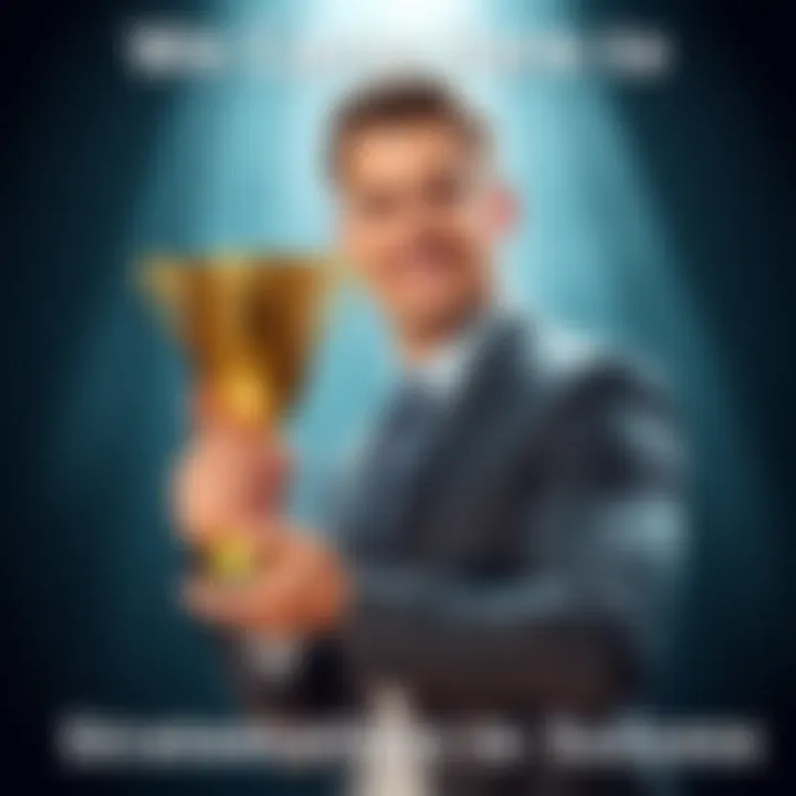 A confident individual holding a trophy, symbolizing success and determination in their field.