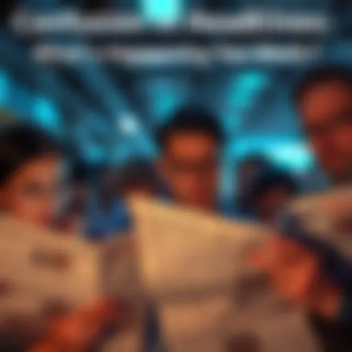 Group of people looking puzzled while reading news articles