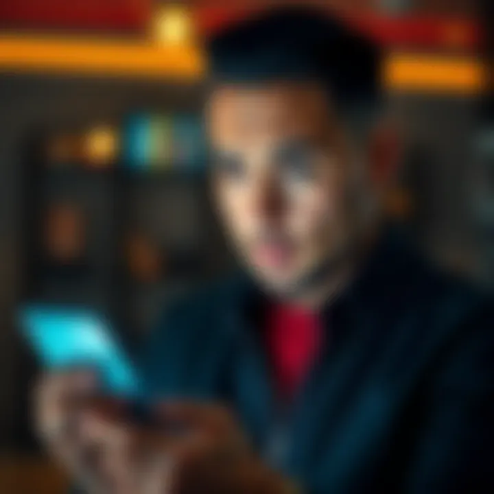 Confused person checking email A person looking puzzled while reading an email on their smartphone, worried about address changes related to payment.