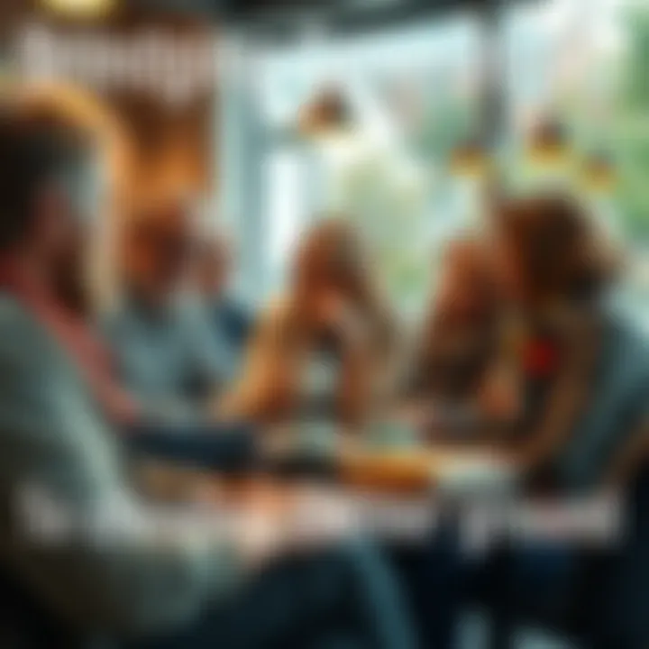 A diverse group of people from different generations sitting together, discussing ideas and sharing experiences over coffee.