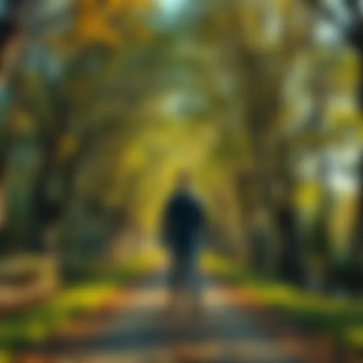 A person standing on a path surrounded by trees, symbolizing the journey of life and the importance of consistency.