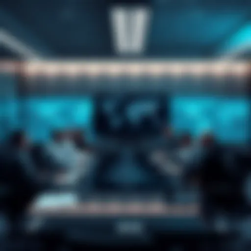 Business professionals discussing blockchain technology in a meeting room.